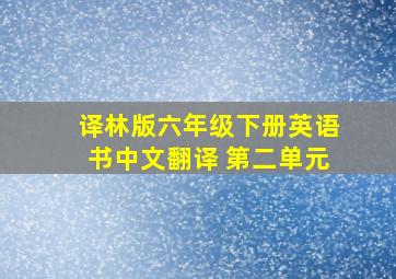 译林版六年级下册英语书中文翻译 第二单元